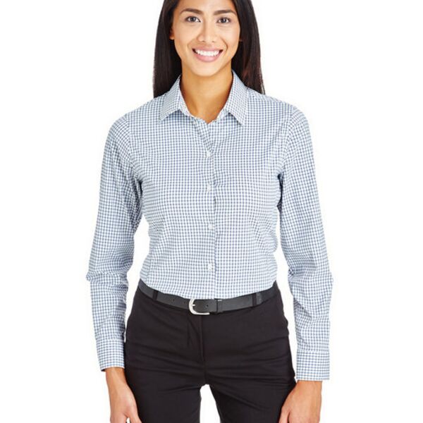 CrownLux Performance® Ladies' Micro Windowpane Woven Shirt Thumbnail