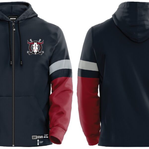 Red Deer Rebels Striper Streetwear Full Zip Hoodie Thumbnail