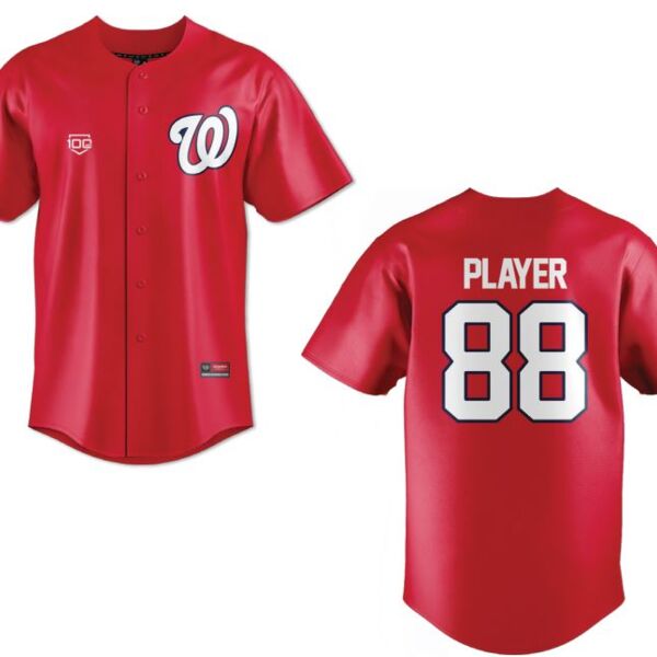 Woodstock Minor Baseball Sublimated Full Button Baseball Jersey (Red) Thumbnail