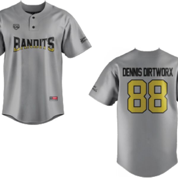 Coaldale Bandits Baseball Jersey - Grey - Adult (Dennis Dirtworx) Thumbnail