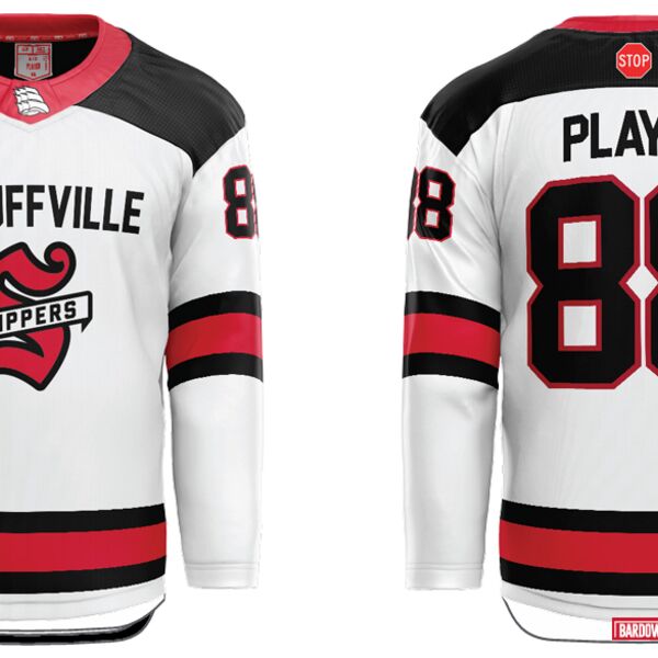 Stouffville Clippers Cut & Sew Hockey Jersey White - ADULT Thumbnail