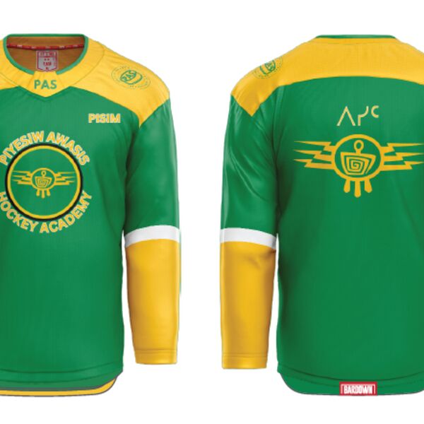 ThunderChild Hockey Academy Pro Collar Sublimated Jersey Green - Youth Thumbnail