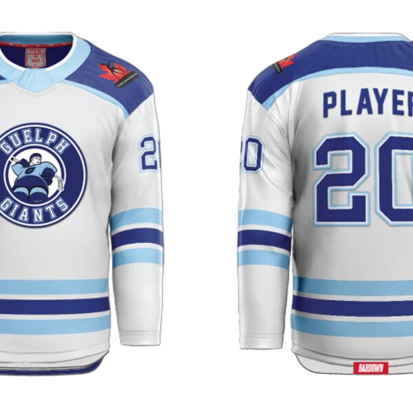 Guelph Giants Sublimated Hockey Jersey White - Adult Thumbnail