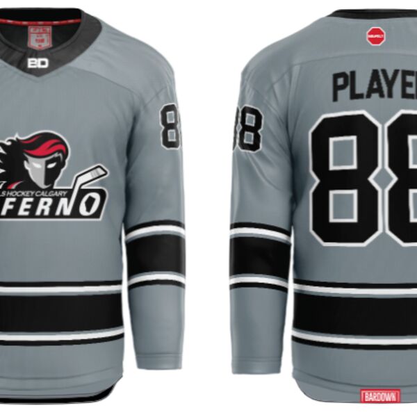 Jr. Inferno-GHC-Sublimated Hockey Jersey with Scoop - H5-Silver - Youth Thumbnail