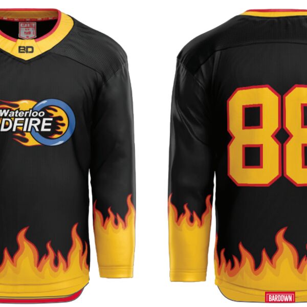 Waterloo Wildfire Black Sublimated Hockey Jersey - SR Thumbnail