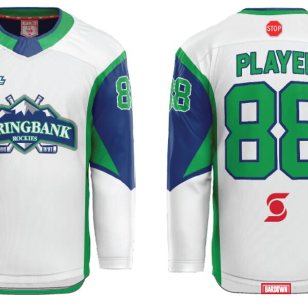 Springbank Rockies Hockey Jersey - White with Sponsor Thumbnail
